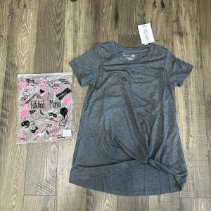 Latched Mama Twist Front Nursing Tee Grey Size S